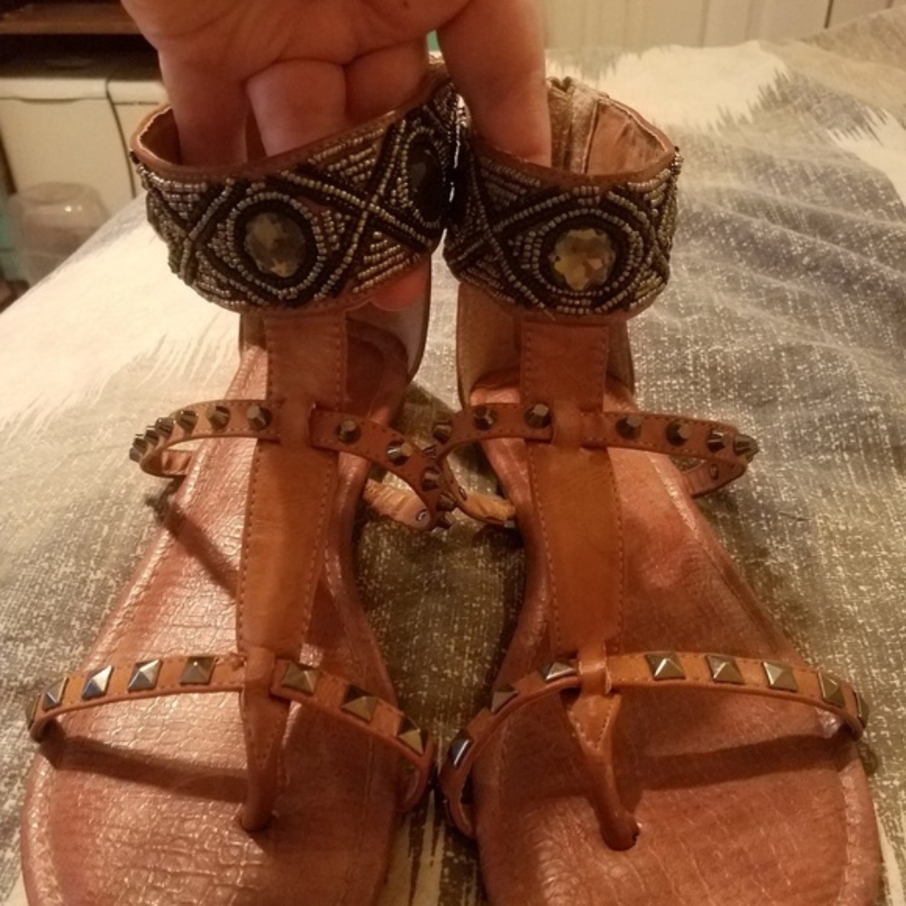 Torrid Tan Beaded Gladiator Sandals